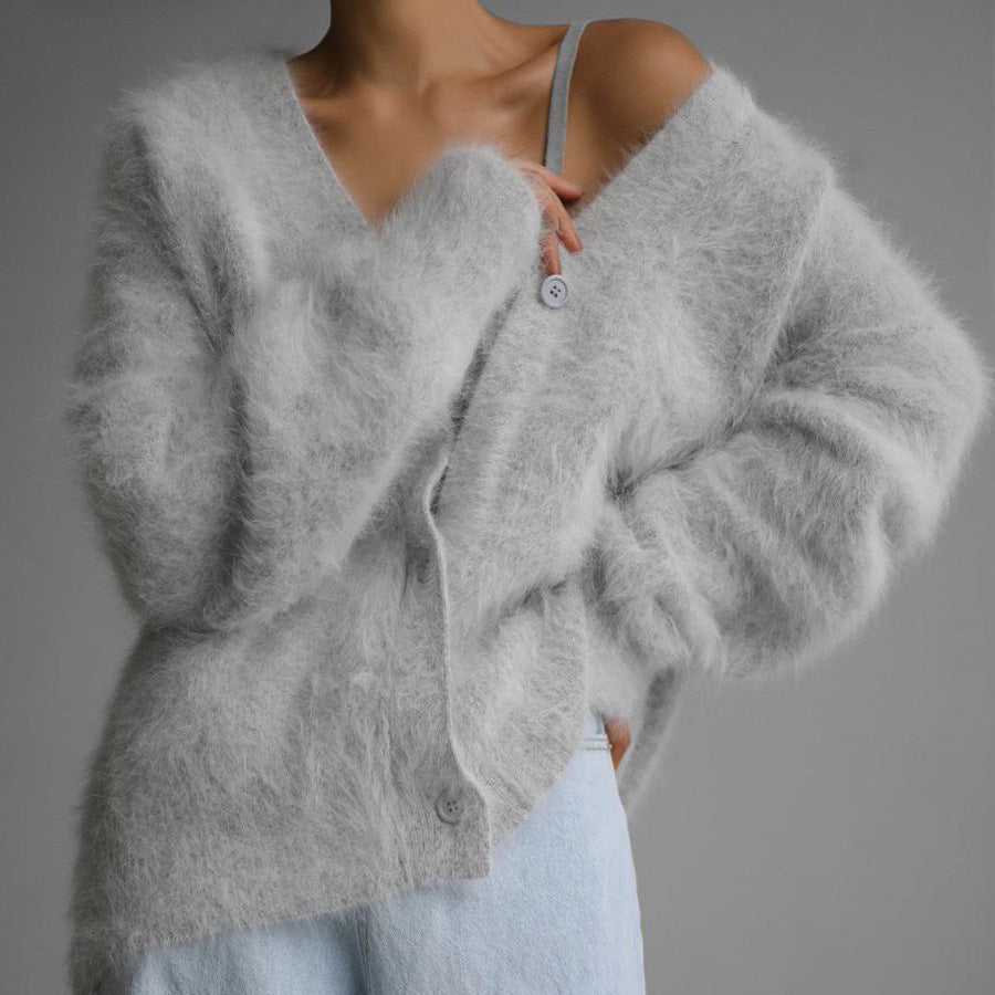 Élina | Cardigan V-Long pour une Élégance Décontractée Automne-Hiver lunnav