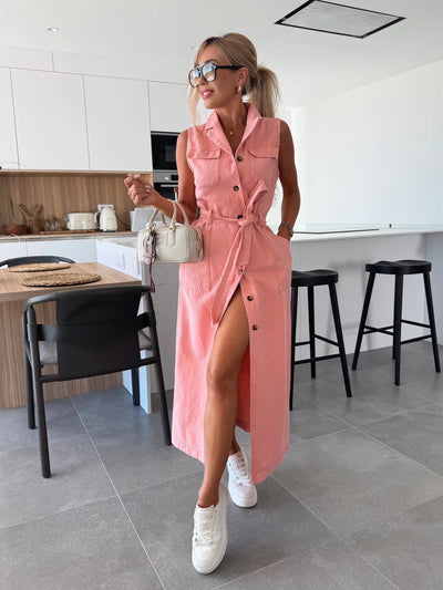 RIMA™ | Robe sculptée en denim : élégance fluide pour journée et soirée